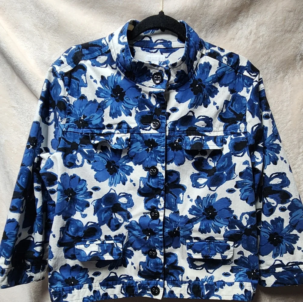 Charter Club Womens XLarge White and Blue Patterned Jacket - Picture 4 of 6
